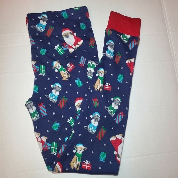 Lands End Snug fit Pajamas Cotton Long Sleeve Navy Holiday dog cat Christmas 16 - Picture 10 of 12